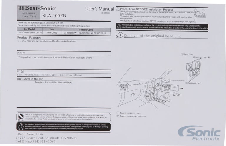 Beat-Sonic SLA-100FB Dash Kit Image 4