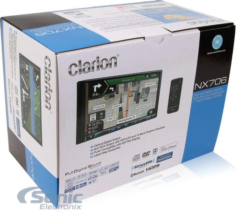 Clarion NX706 High Resolution Car Stereo with XM-GS4 4-Channel Amplifier Image 14