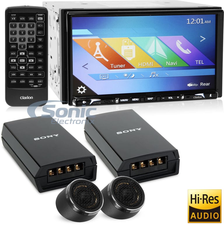 Clarion NX706 High Resolution Car Stereo with XS-GS1 Super Tweeters Image 1