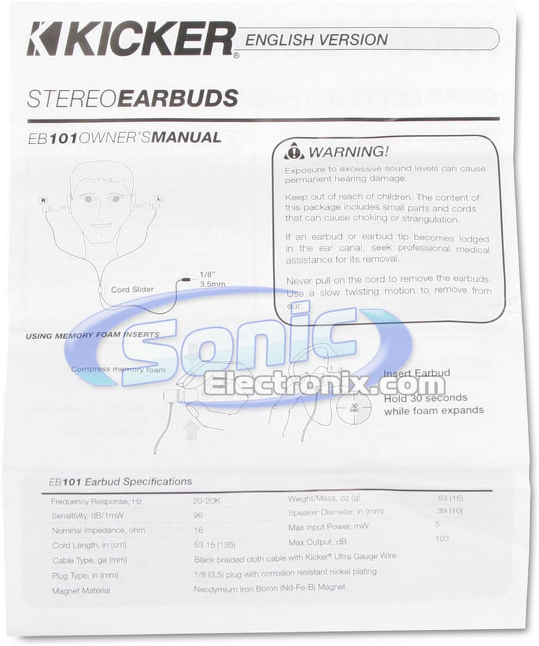 Kicker 09EB101S (Silver) Premium In-Ear Headphones with Comply Foam Eartips Image 9
