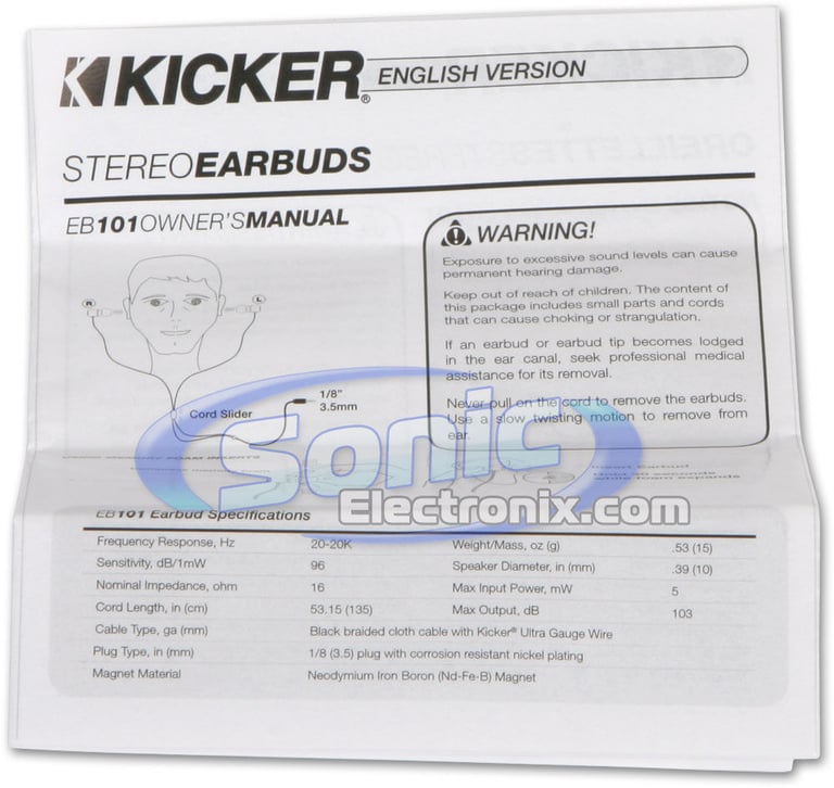 Kicker 09EB101P (EB101P) Pink In-Ear Earbud Headphones Image 9