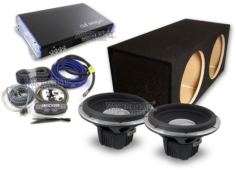 Clif Designs Dual 12" Combo: CD10.1LX + 2) CD120W + Dual 12" MDF Sealed Box + Kicker CK4 Amp Kit Image 1