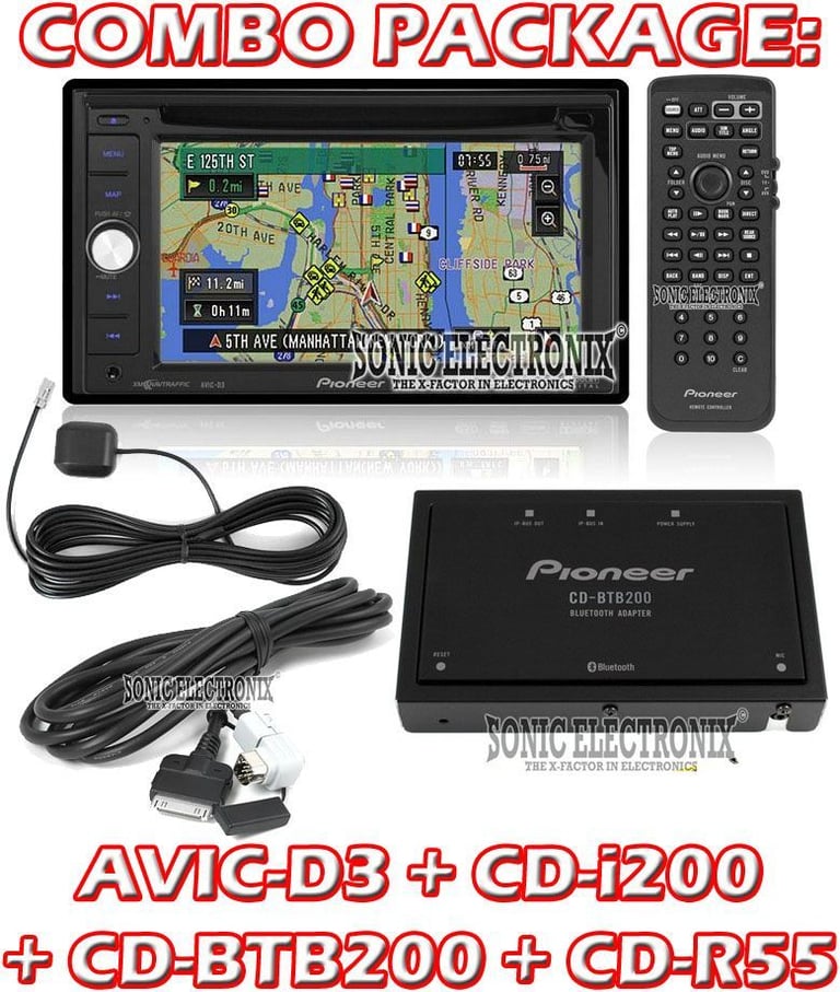 Combo: Pioneer AVIC-D3X (AVIC-D3 + CD-i200 + CD-BTB200 + CD-R55) Image 1