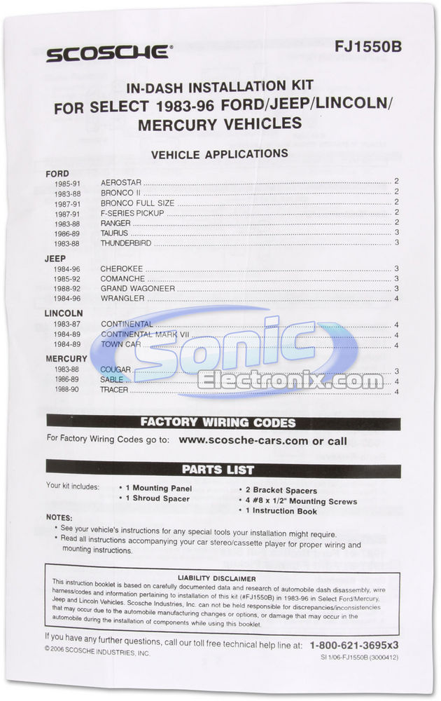 Scosche FJ1550B / FJ1550 Dash Kit Image 2