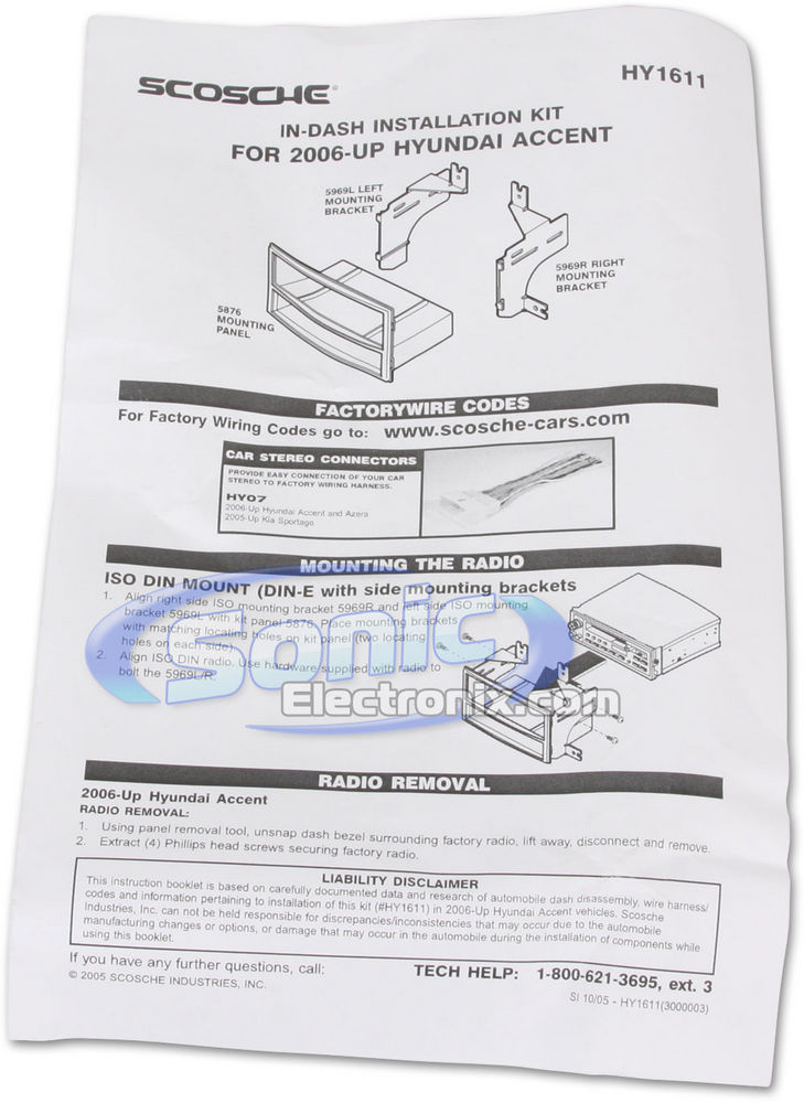 Scosche HY1611B / HY1611 Dash Kit Image 2