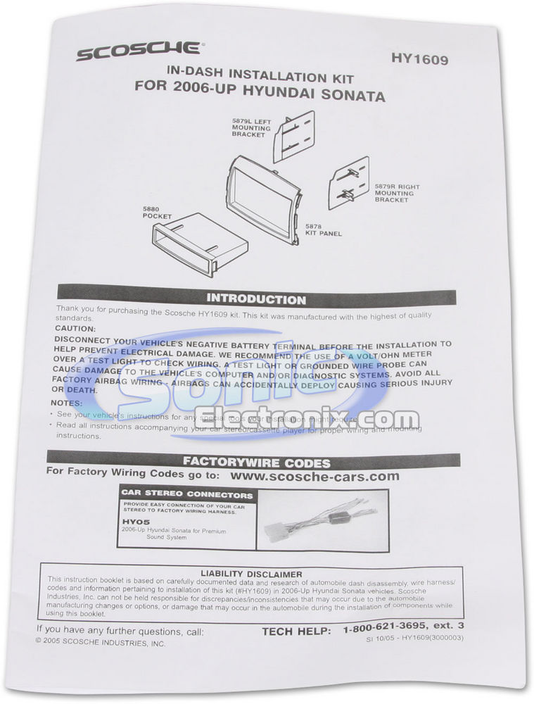 Scosche HY1609B / HY1609 Dash Kit Image 2