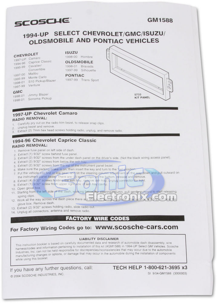 Scosche GM1588B / GM1588 Dash Kit Image 2