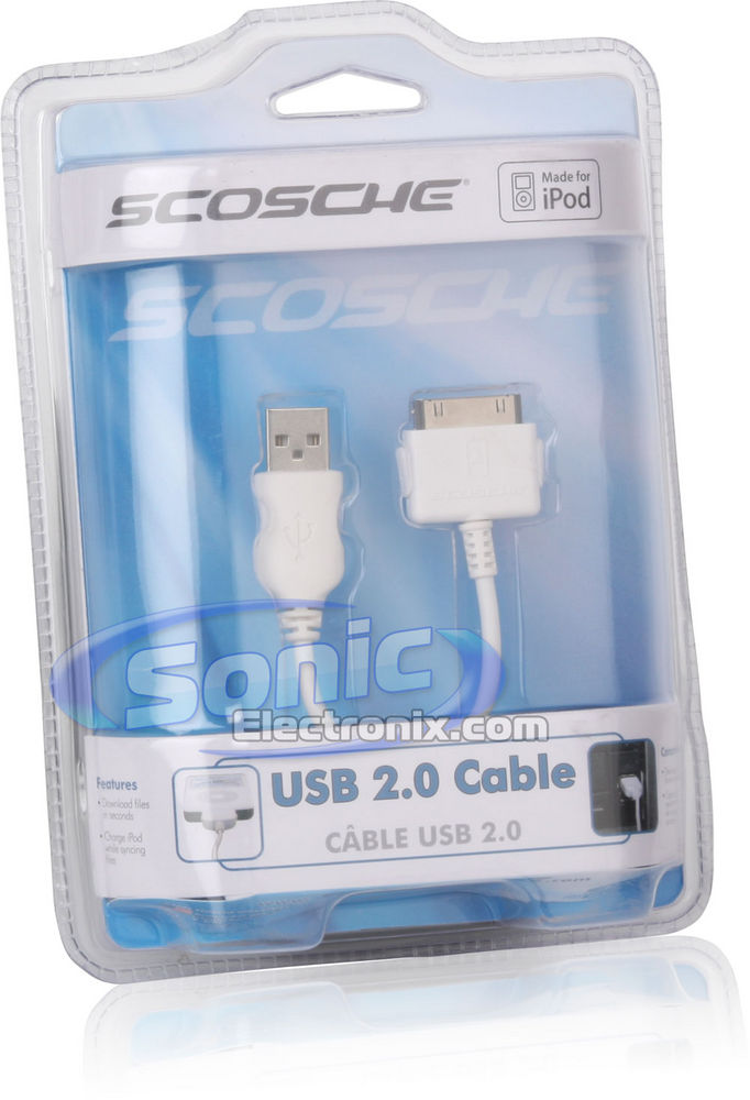 Scosche IPUSB USB 2.0 Apple iPod/iPhone Sync/Charge Cable - White Image 2