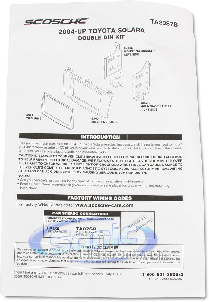 Scosche TA2087B / TA2087 Dash Kit Image 2