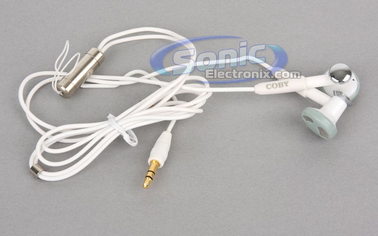 Coby CVE97 (CV-E97) White Deep Bass Neckstrap Stereo Earphones In-Ear Headphones Image 1