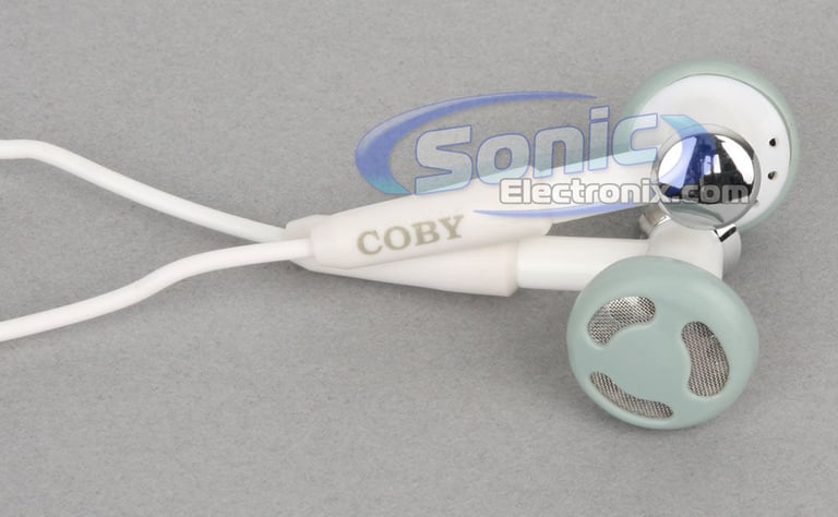 Coby CVE97 (CV-E97) White Deep Bass Neckstrap Stereo Earphones In-Ear Headphones Image 2