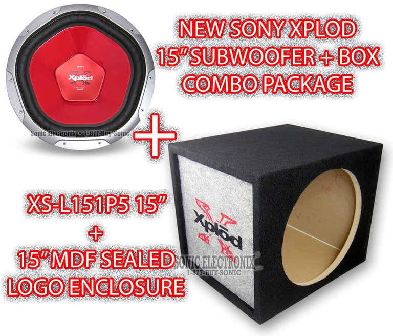 Sony XS-L151P5 15" Combo: (1) XS-L151P5 + (1) Sealed MDF Xplod Logo Box Image 1