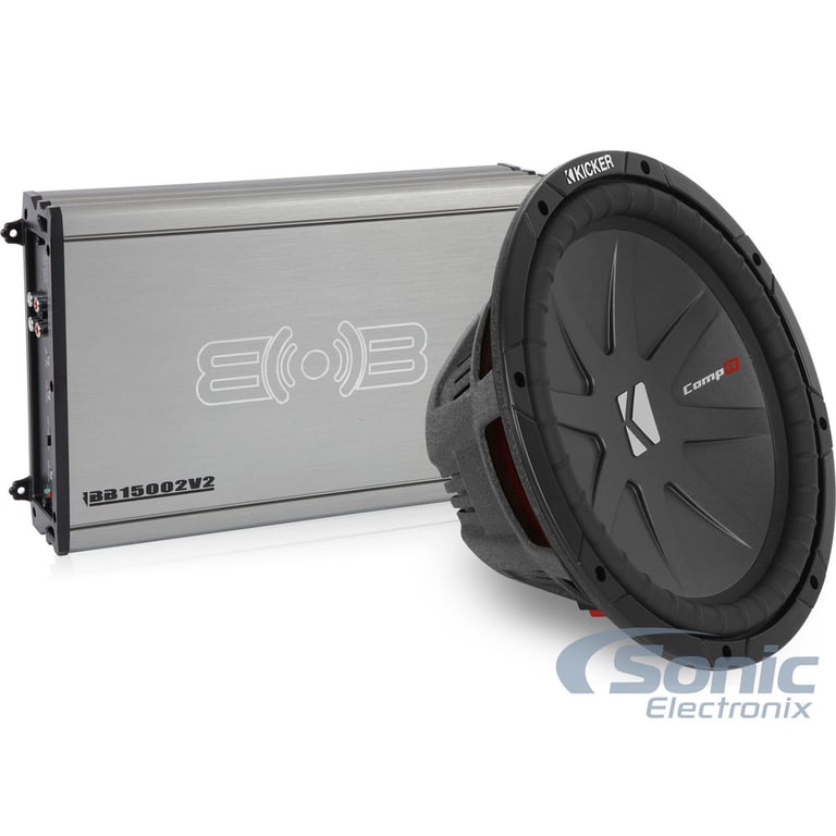 12" CompR CWR122 Subwoofer + BB15002v2 2-Ch Amplifier Bass Package Image 1