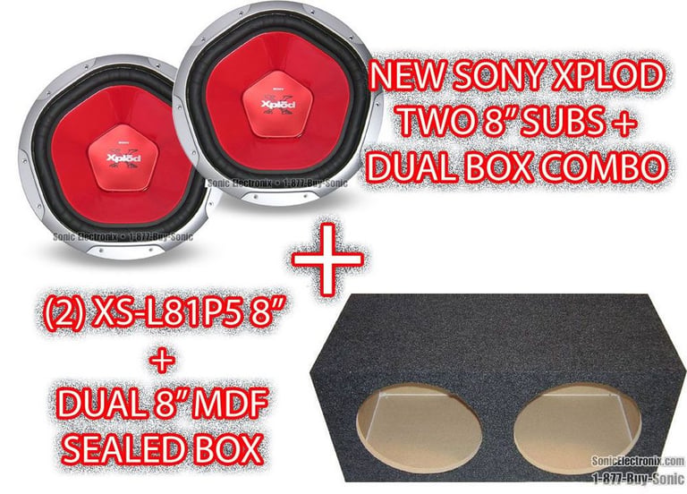 Sony XS-L81P5 Dual Combo:  (2) XS-L81P5 8" Subwoofers + (1) Dual 8" MDF Box Image 1