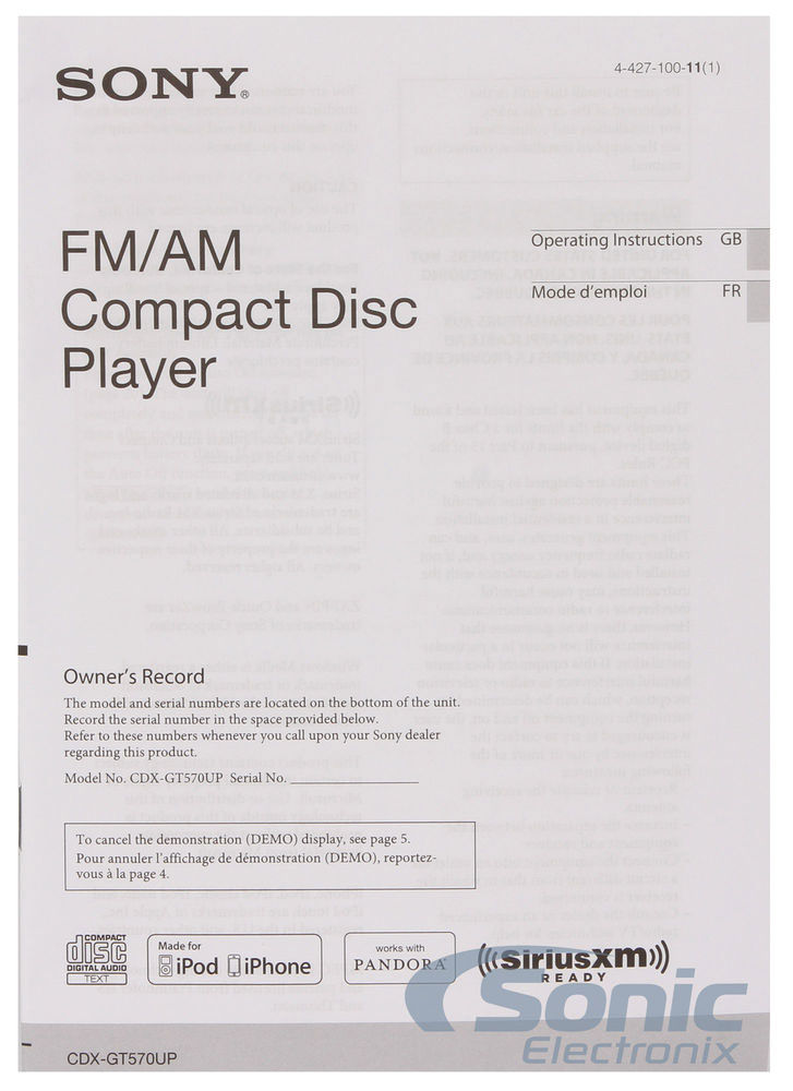 Sony CDX-GT570UP + SiriusXM Tuner + $70 Mail In Rebate and 3 Months Free Service* Image 14
