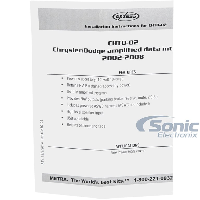 Axxess CHTO-02 Wiring Interface Image 6