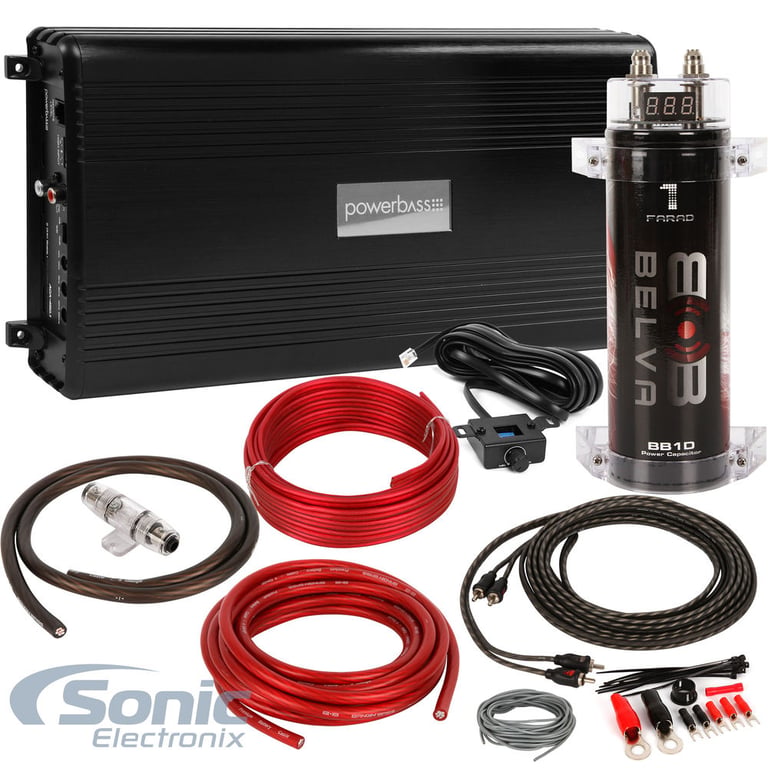PowerBass ACA-450.1 w/Belva 1.0 Farad Capacitor + Belva 2000 Watt Handling Amp Kit Image 1