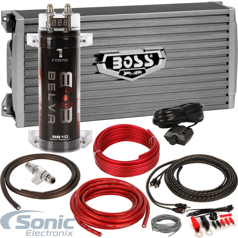 Boss AR4000D Amplifier w/Belva 1.0 Farad Capacitor + Belva 2000 Watt Max Handling Amp Kit Image 1