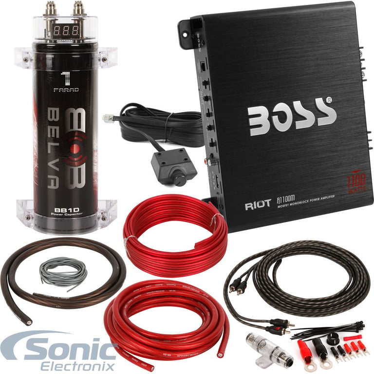 Boss R1100M Amplifier w/Belva 1.0 Farad Capacitor + Belva Amp Kit Image 1