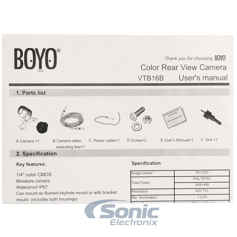 BOYO Vision Rear View Mirror Monitor With Rearview Camera Package Image 4