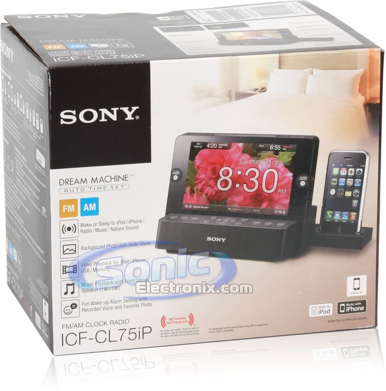 Sony ICF-CL75iP (ICFCL75IP) Alarm Clock iPod/iPhone Speaker Dock with 7 Inch Dispay Screen Image 10