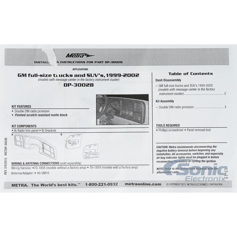 Clarion CX305 Installation Package for 1999-02 GM Full Size Trucks & SUVs Image 14
