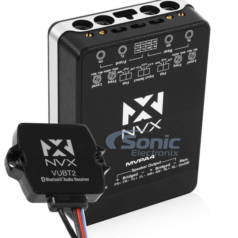 NVX MVPA4 Amplifier + NVX VUBT2 Bluetooth Receiver Image 1