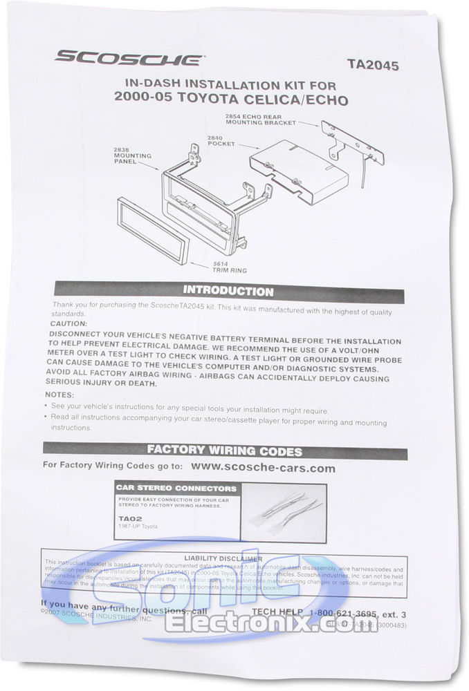 Scosche TA2045B / TA2045 Dash Kit Image 2