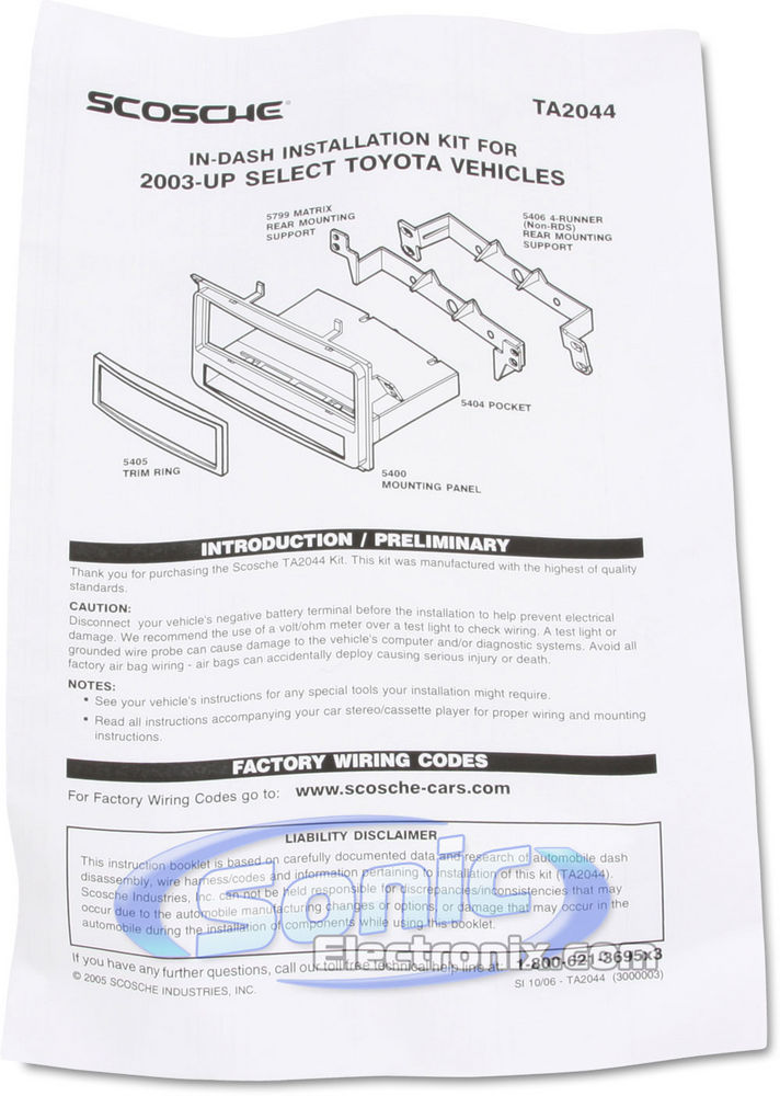 Scosche TA2044B / TA2044 Dash Kit Image 2