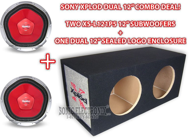 (2) Sony XS-L121P5 + Dual 12" Sony Xplod Logo Enclosure Image 1