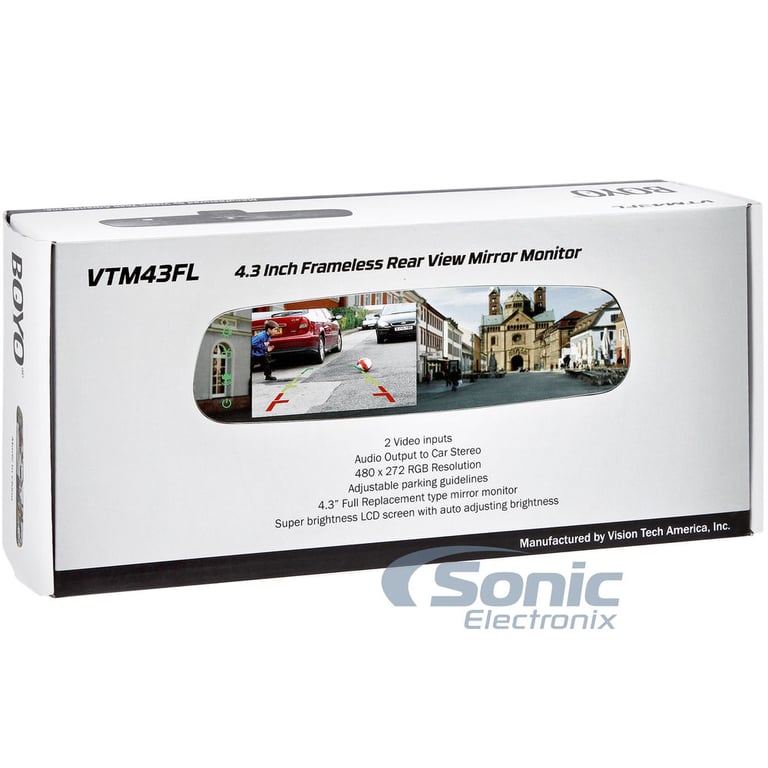 Frameless 4.3" Backup Mirror Monitor w/ Parking Guidelines and Remote Control Image 5