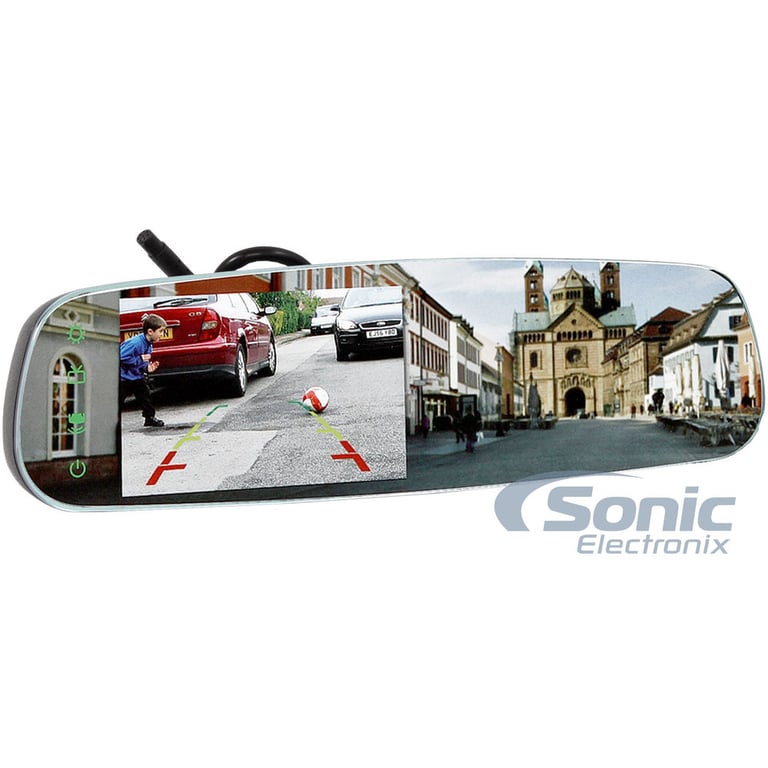 Frameless 4.3" Backup Mirror Monitor w/ Parking Guidelines and Remote Control Image 1