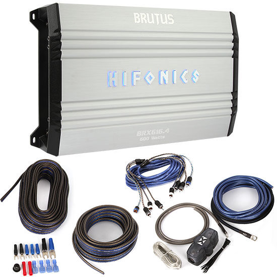 Hifonics Brutus BRX616.4 + 100% OFC 8 AWG Amp Kit Image 1