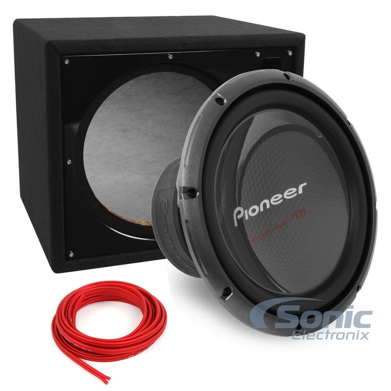 12" Pioneer TS-W3003D4 Subwoofer + Ported Enclosure and Speaker Wire Image 1