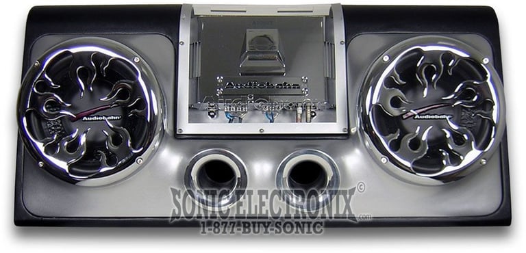 Audiobahn ABASS2010P Dual 10" Ported Bass Enclosure with Built In Amplifier Image 1