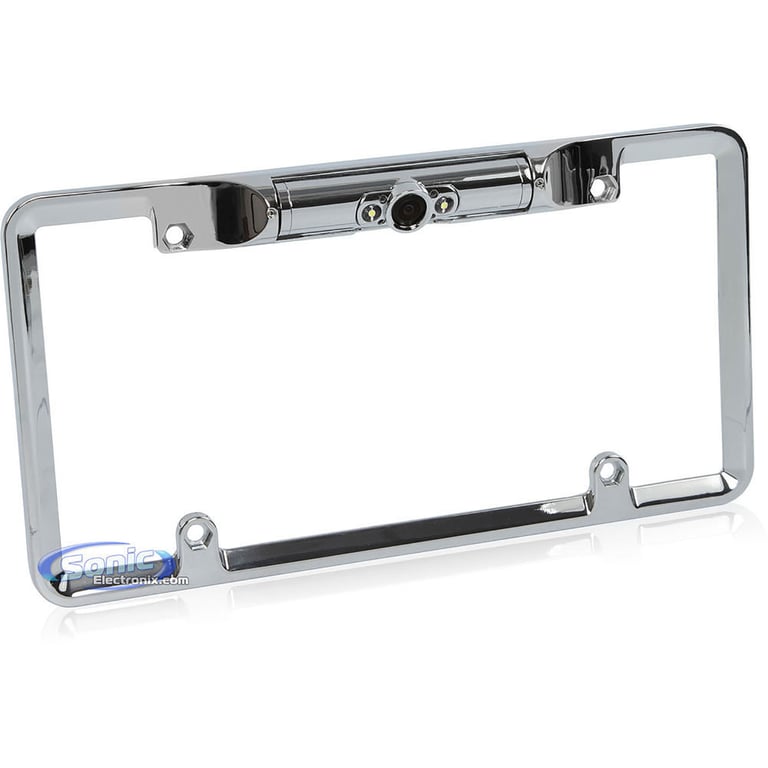 Chrome License Plate Frame Rearview Backup Camera w/Night Vision Image 1