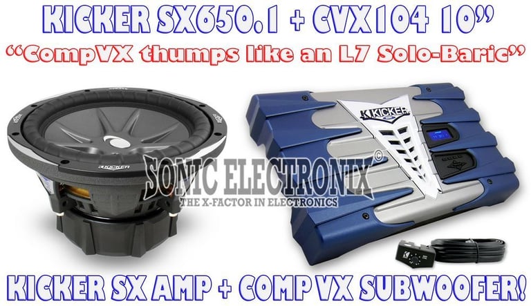 Kicker SX650.1 Amp + Kicker CVX10 10" Sub Combo Package Image 1
