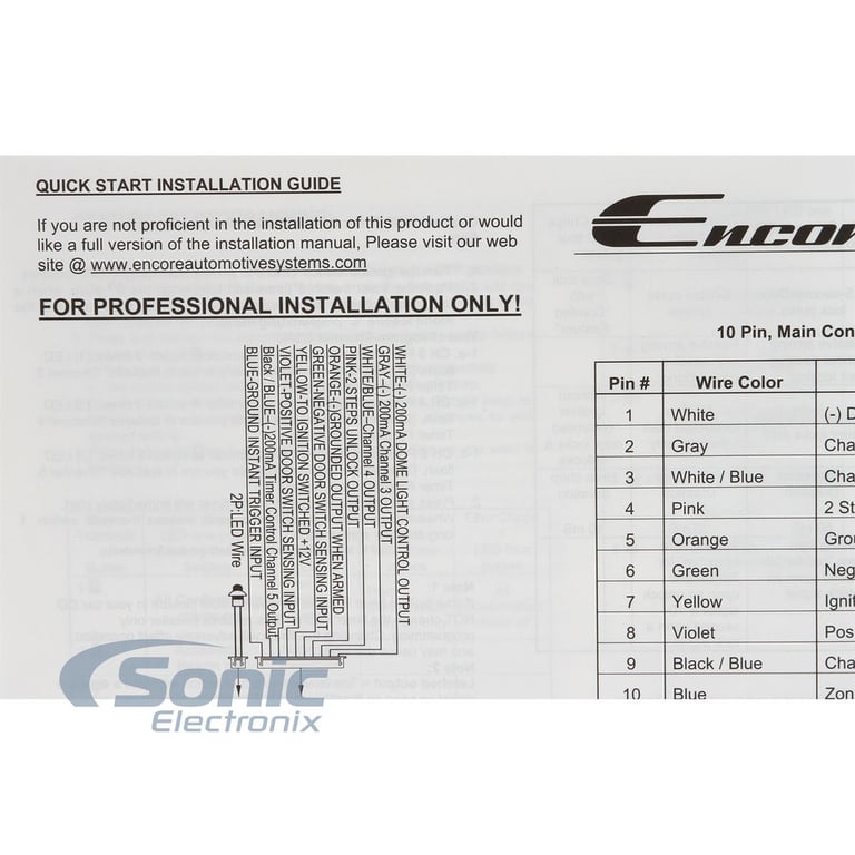 Encore E4 2-way Keyless Entry Car Alarm and 4-Door Power Lock Kit Image 18