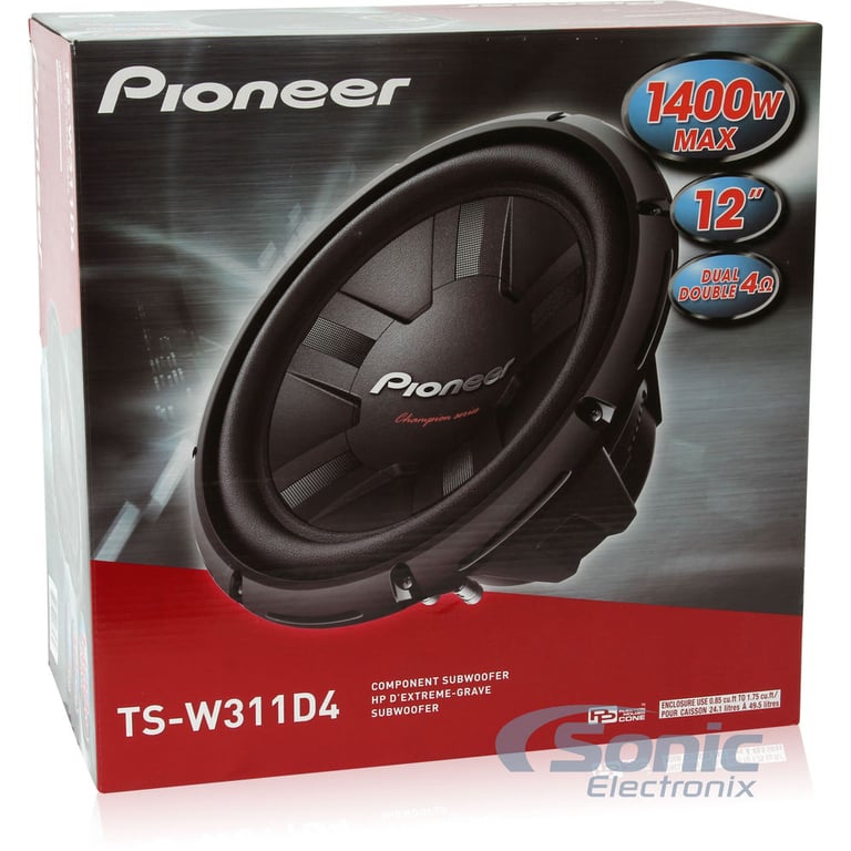 (2) Pioneer TS-W311D4 12" 400W RMS Subwoofers + Vented Enclosure + Speaker Wire Image 5