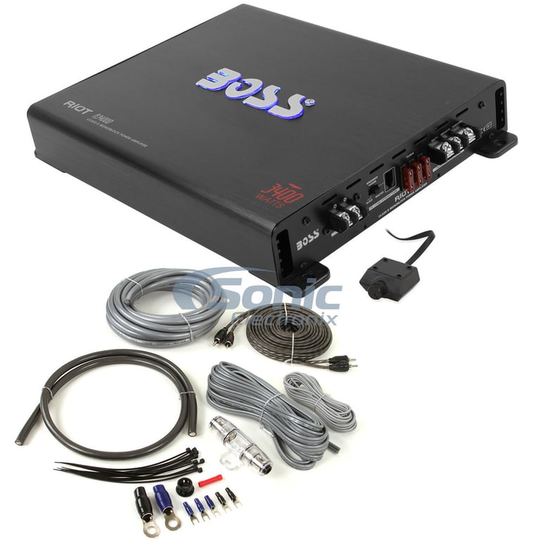 Boss R3400D Monoblock Amplifier w/ Complete 4 AWG Amp Kit Image 1