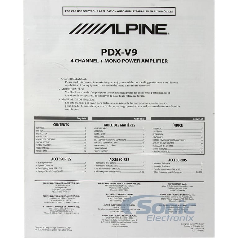 Alpine PDX-V9 5 Channel Amplifier + FREE NVX XKIT46 4 AWG OFC Amp Kit Image 8
