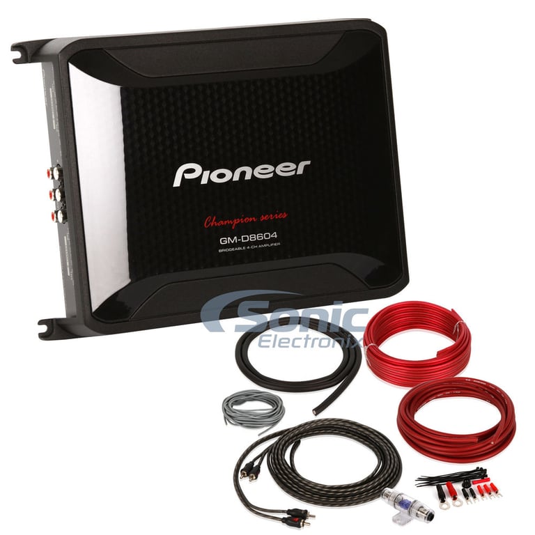 Pioneer GM-D8604 4 Channel Amplifier w/ Complete 4 AWG Amp Kit Image 1