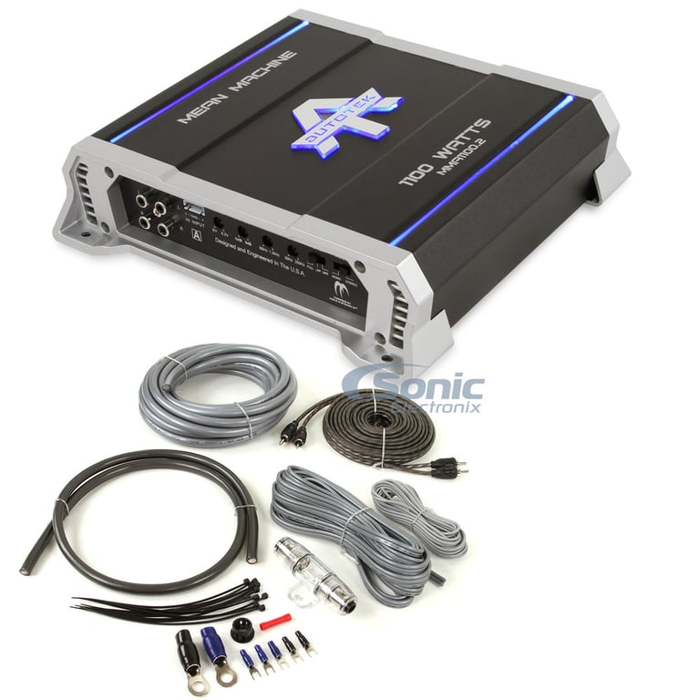 Autotek MMA1100.2 2 Channel Amplifier w/ Complete 4 AWG Amp Kit Image 1