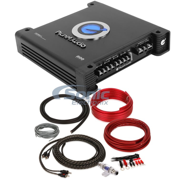 Planet Audio AC800.4 4 Channel Amplifier w/ Complete 4 AWG Amp Kit Image 1