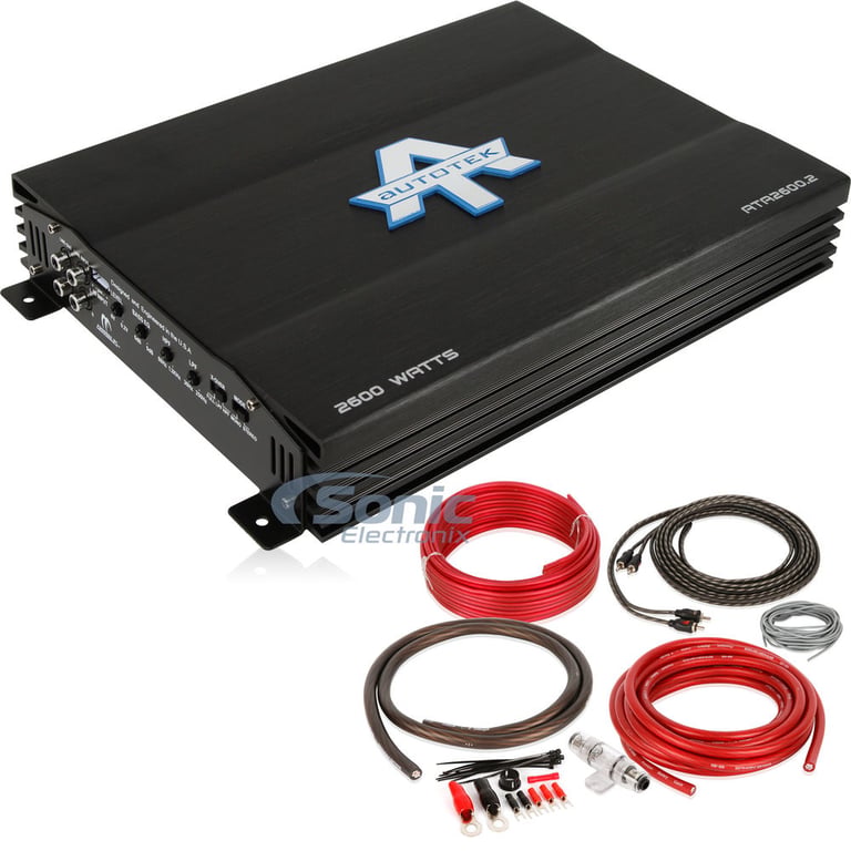 Autotek ATA2600.2 2 Channel Amplifier w/ Complete 4 AWG Amp Kit Image 1