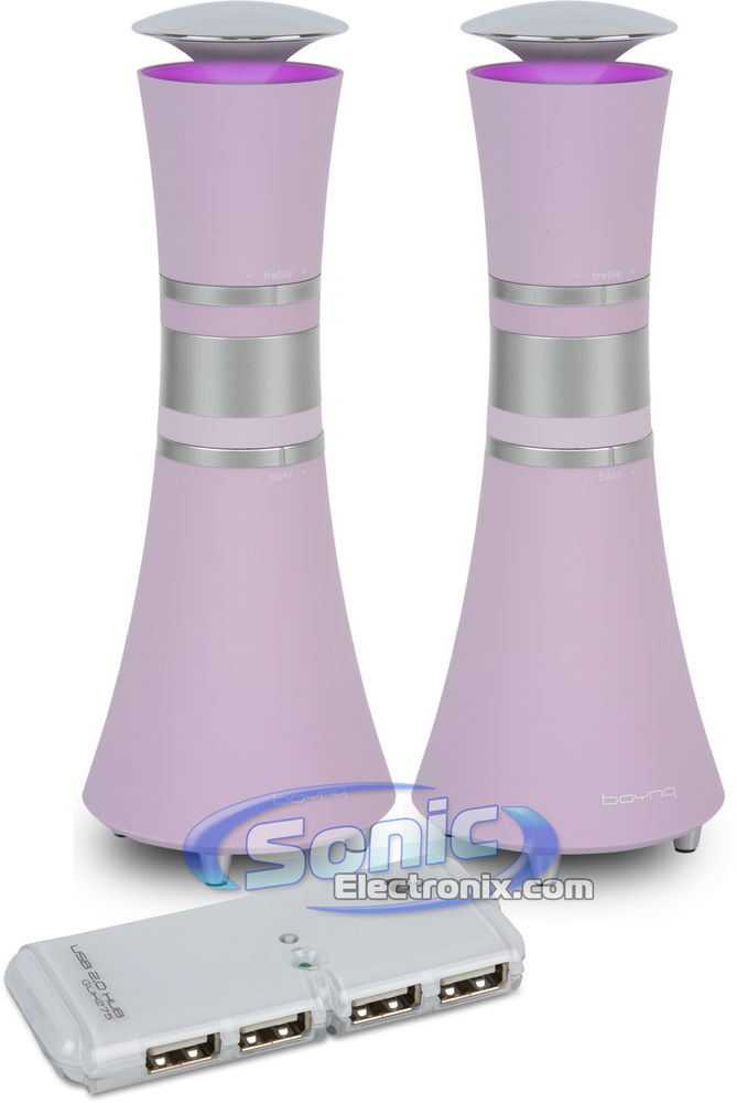 Boynq VASE Lavender Computer Speakers w/ IOGear 4-Port White USB Hub Image 1