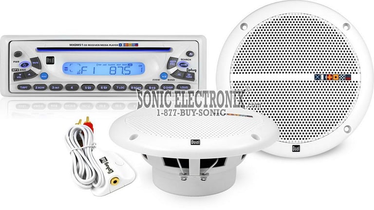 Dual MXCP51 Marine Head Unit + 6-1/2" Speakers Image 1