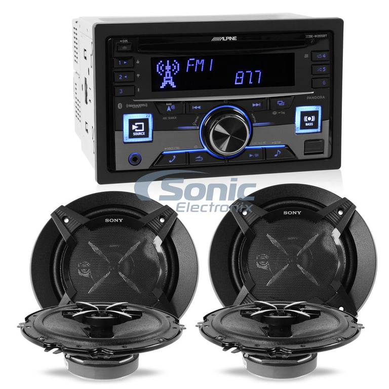 Alpine + Sony Car Audio Upgrade Package (CDE-W265BT XS-FB1630) Image 1