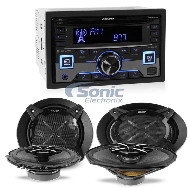 Alpine + Sony Car Audio Upgrade Package (CDE-W265BT XS-FB6930 XS-FB1630) Image 1