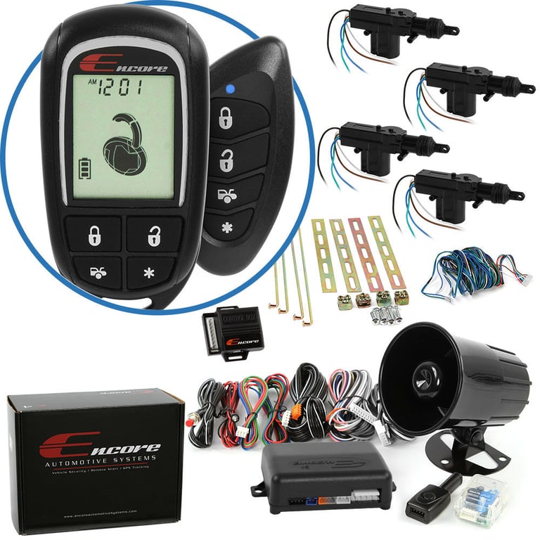 Encore E4 2-way Keyless Entry Car Alarm and 4-Door Power Lock Kit Image 1